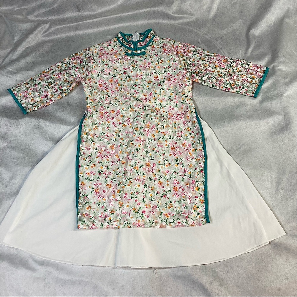 Girls Straight Floral Pinafore Fit & Flare Dress Size 140 US Size 8-10 Polyester